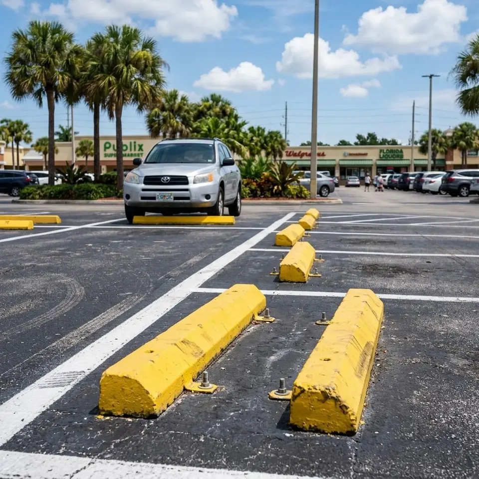 Wheel Stop Installation service illustration for a Southwest Florida property