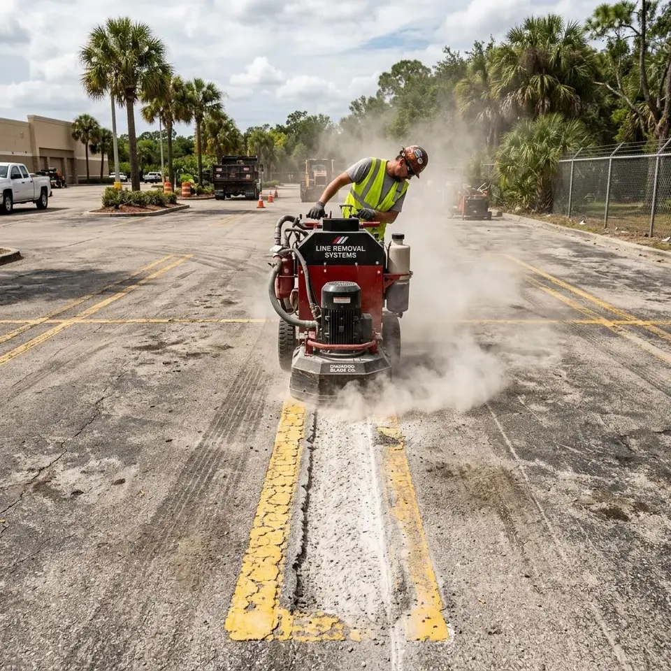 Parking Line Removal service illustration for a Southwest Florida property