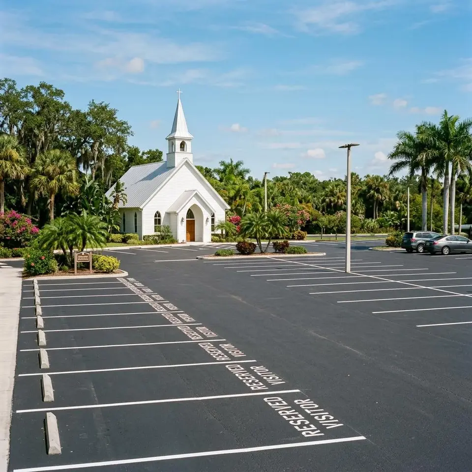 Church Parking Lot Striping service illustration for a Southwest Florida property