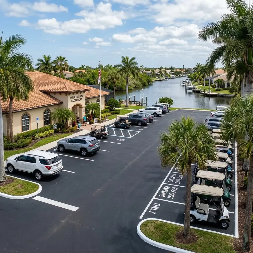 HOA Parking Lot Striping service illustration for a Southwest Florida property