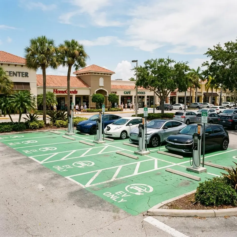 EV Charging Space Striping service illustration for a Southwest Florida property