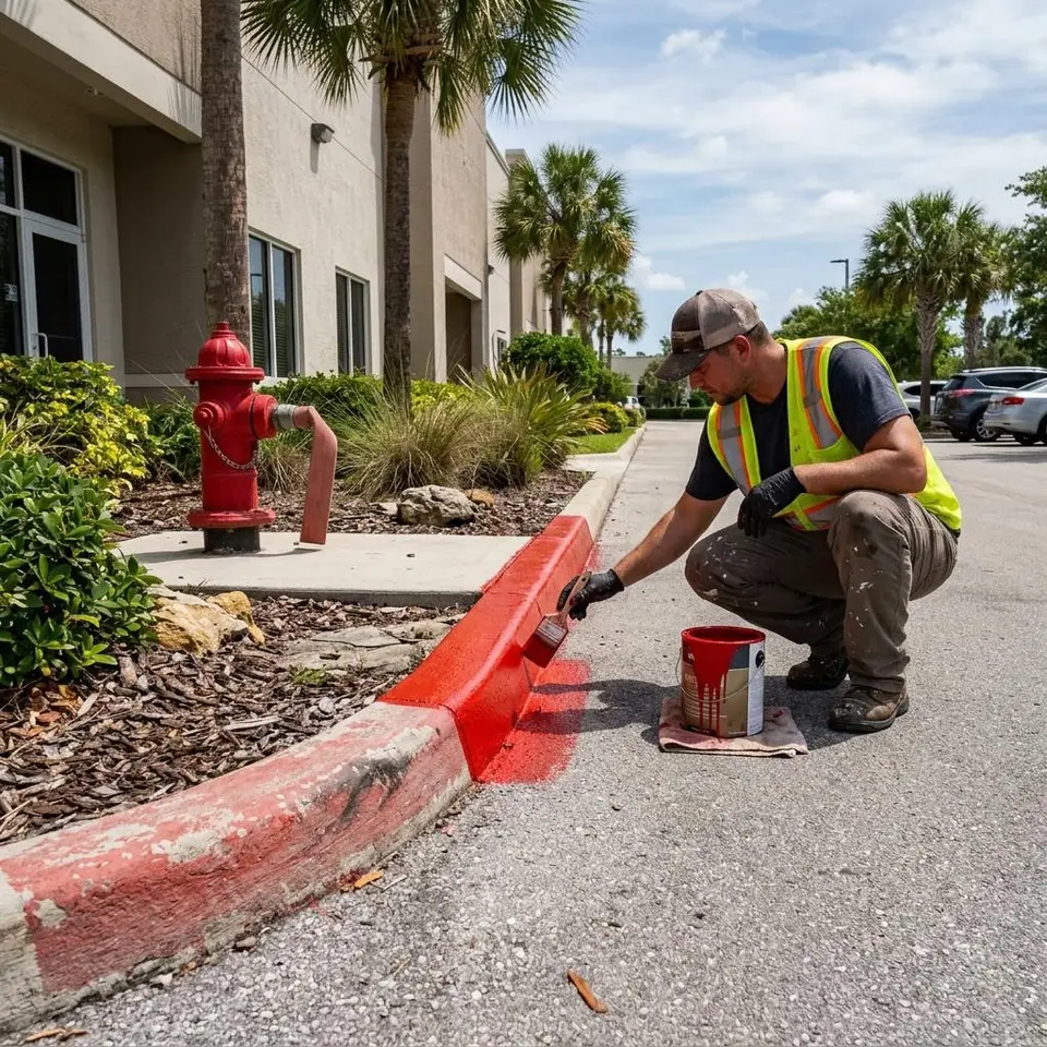 Emergency Fire Lane Repainting service illustration for a Southwest Florida property